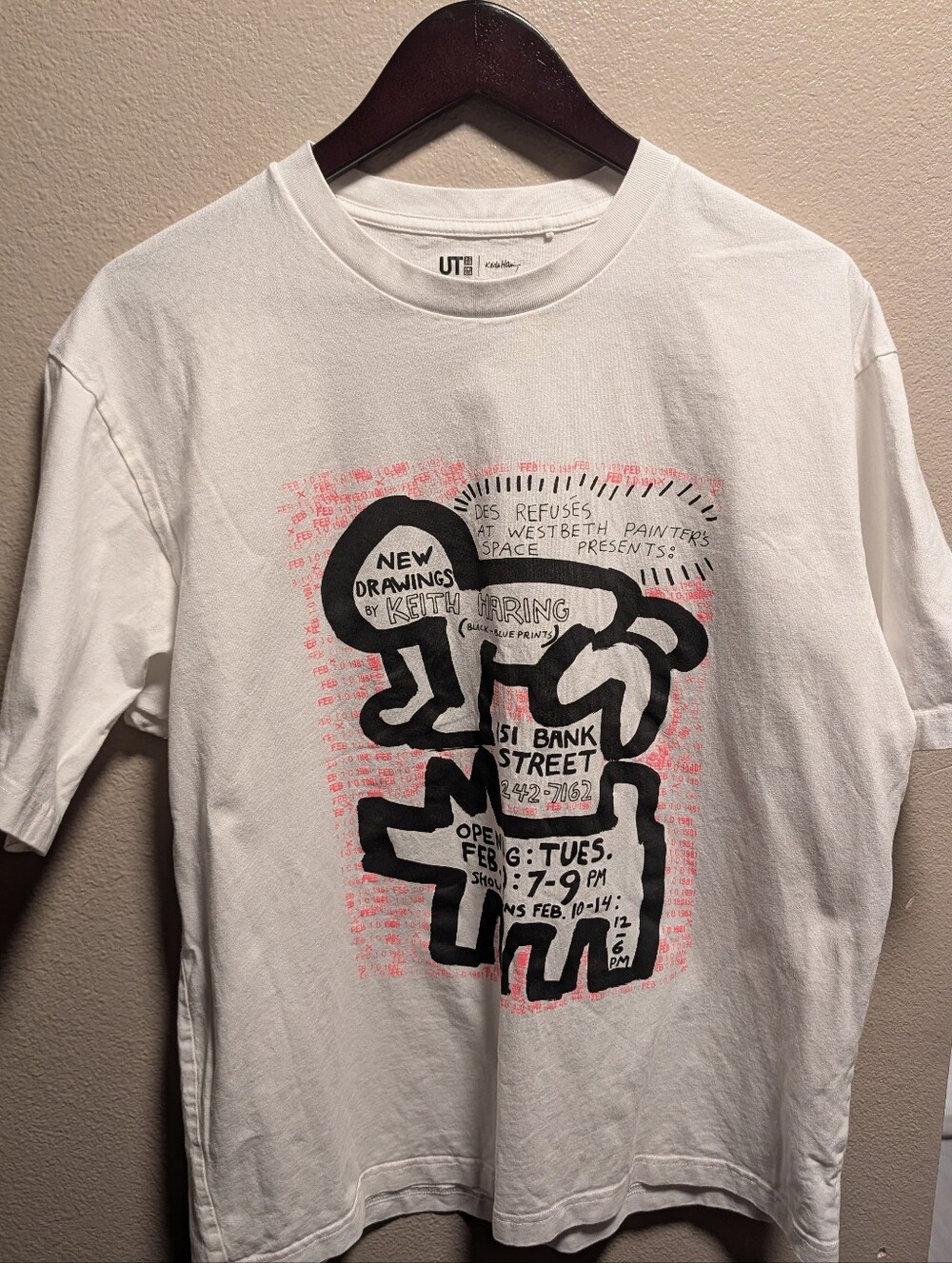 Uniqlo Keith Haring T-Shirt XL White Graphic Art Gallery Print Vintage Collab